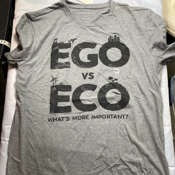 Aeropostale EGO vs ECO Gray Short Sleeve Tee Shirt size M - Picture 1 of 5